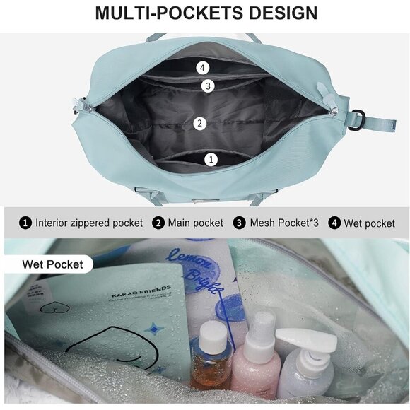 Sport Travel Duffle Bag for Women, Large Gym Tote, Waterproof Weekender & Beach - Picture 4 of 7